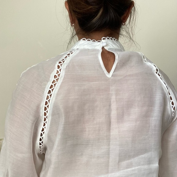See Through White Embroidered Blouse - Picture 4 of 5